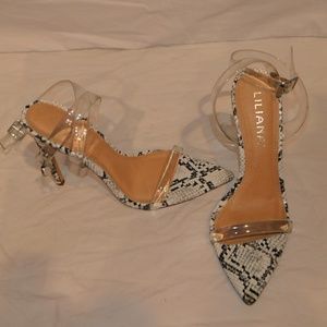 Sexy Snake Skin Party Date Clear Pointed High Heel